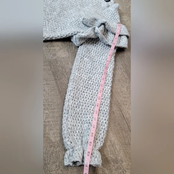 Broadway 38 Anthropologie Open Knit Ruffled Shoulder Sweater Women's M Grey Wool - Picture 10 of 12